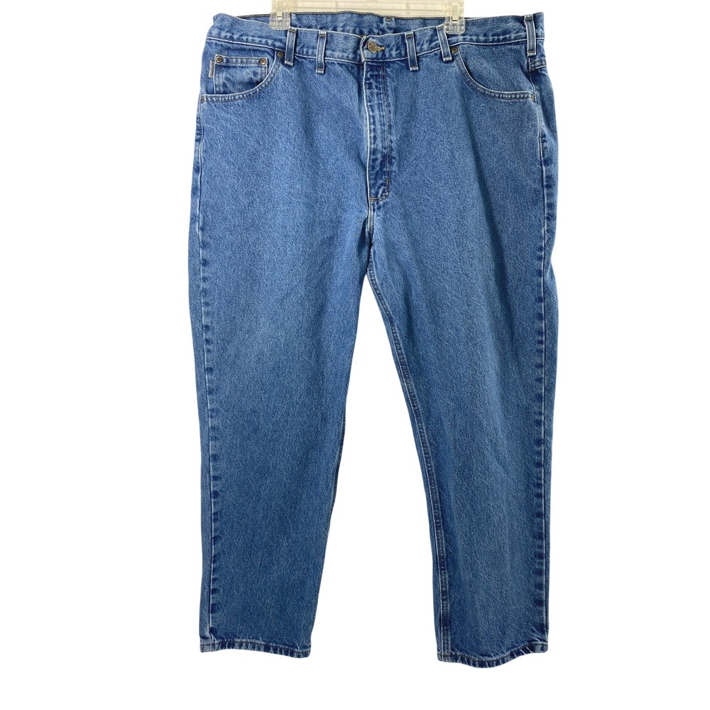 Carhartt Jeans Mens 42x29 Straight Medium Wash Denim Workwear